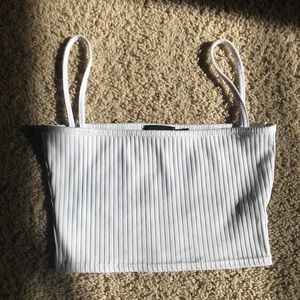 Ribbed White Crop Top Pretty Little Thing
